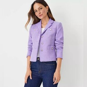 Ann Taylor purple cropped tweed jacket